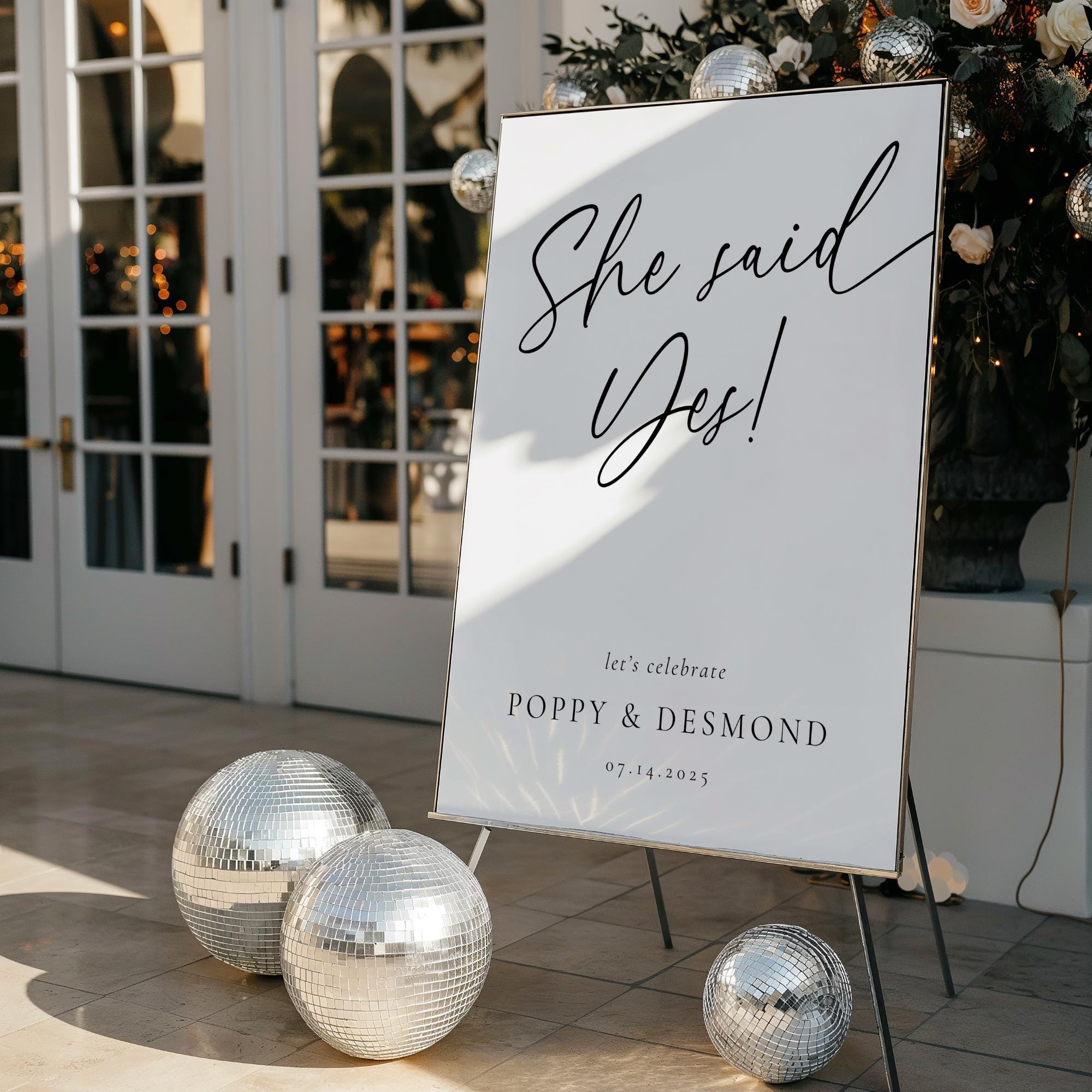 Modern Engagement Party Sign Template, Minimalist Welcome Sign, Editable Welcome to Our Engagement Poster, She Said Yes Party Decor Canva