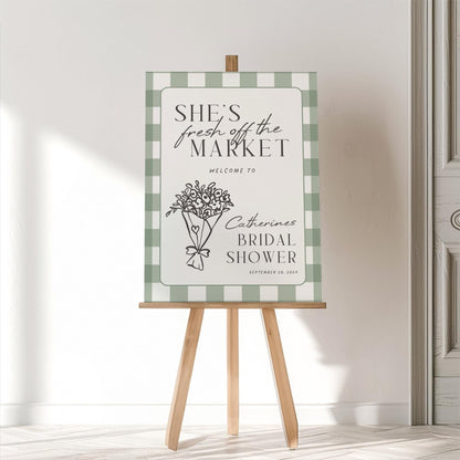 Fresh Off the Market Bridal Shower Welcome Sign – Whimsical Farmers Market Canva Template
