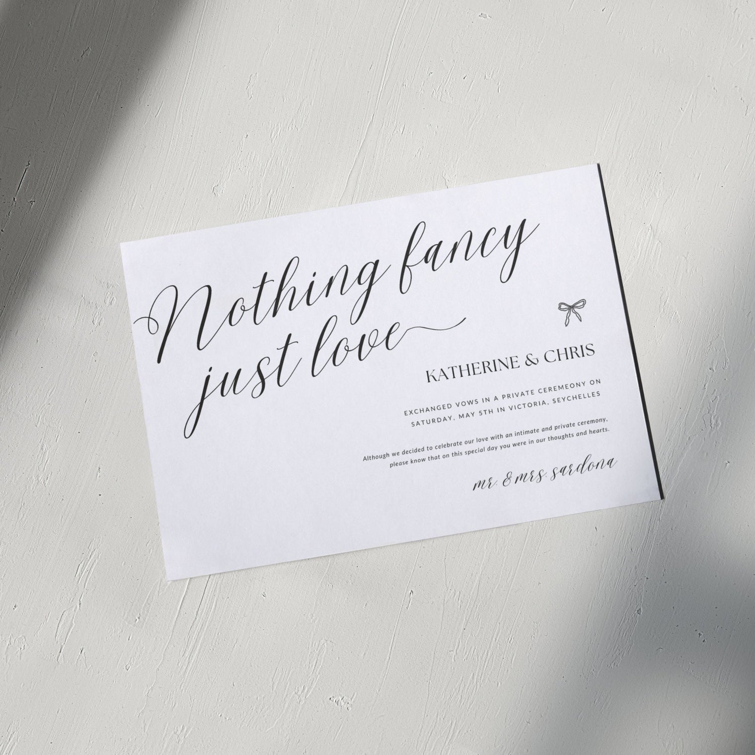 Nothing Fancy Just Love Elopement Announcement, Elope Invitation, Elopement Reception, We Eloped Announcement, We Tied The Knot