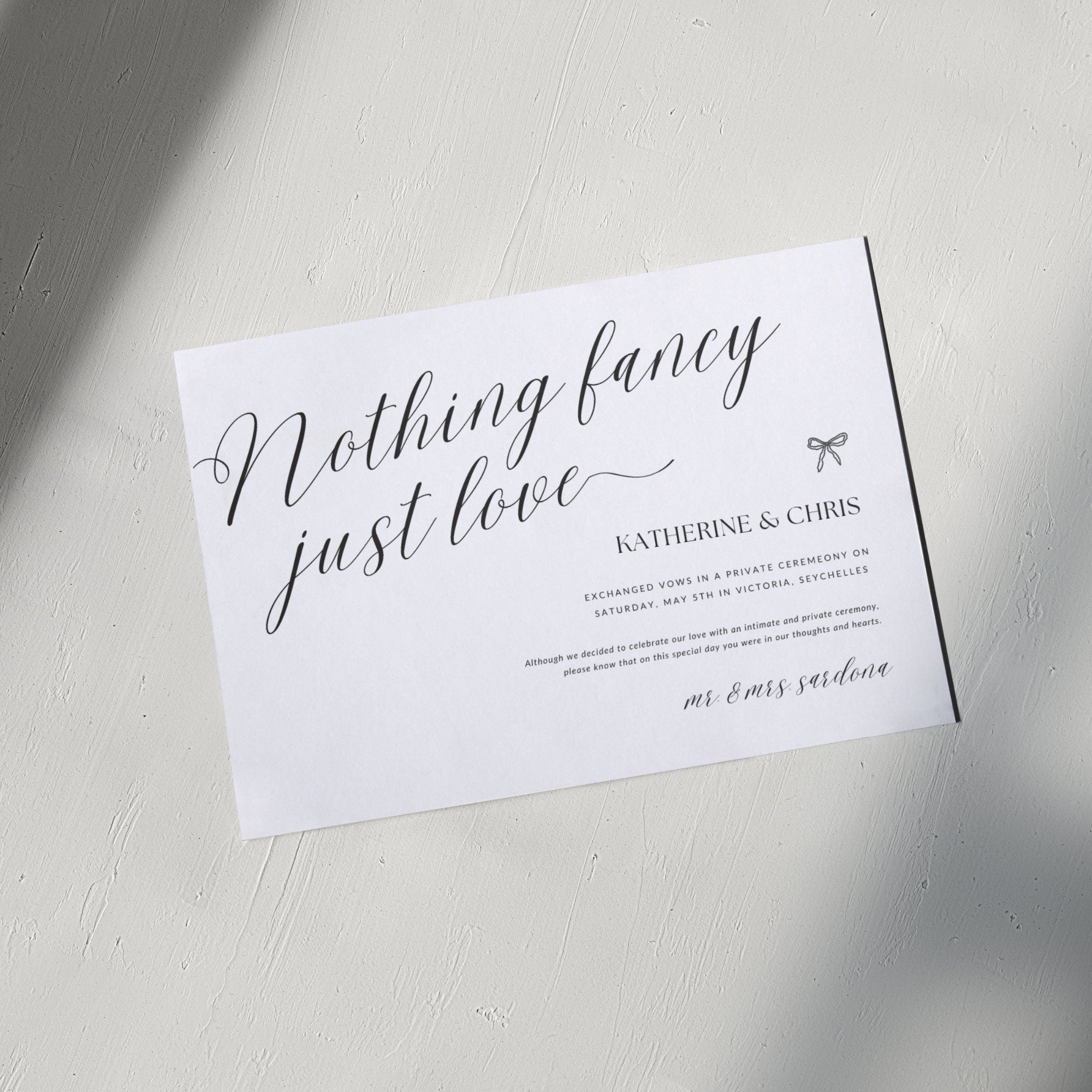 Nothing Fancy Just Love Elopement Announcement, Elope Invitation, Elopement Reception, We Eloped Announcement, We Tied The Knot