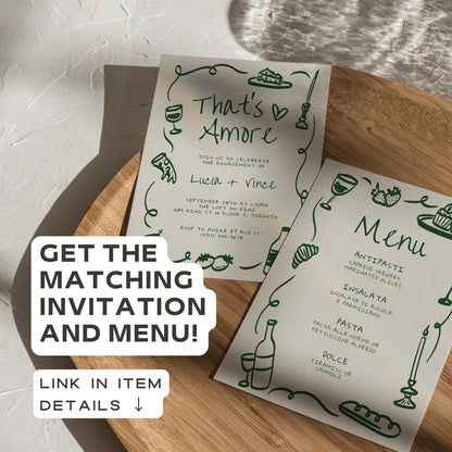 Hand Drawn “That’s Amore” Engagement Party Welcome Sign – Italian Theme Engagement Sign Canva Template