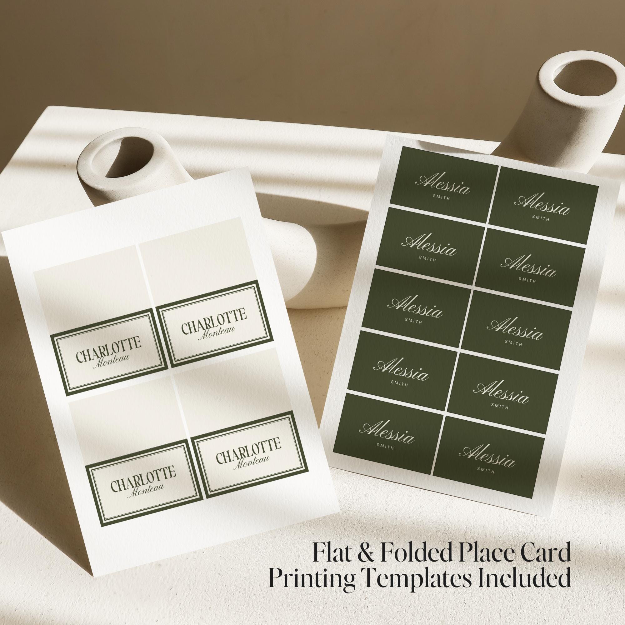 Olive Green Old Money Wedding Stationery Bundle – Elegant Luxury Canva Templates – Complete Wedding Suite