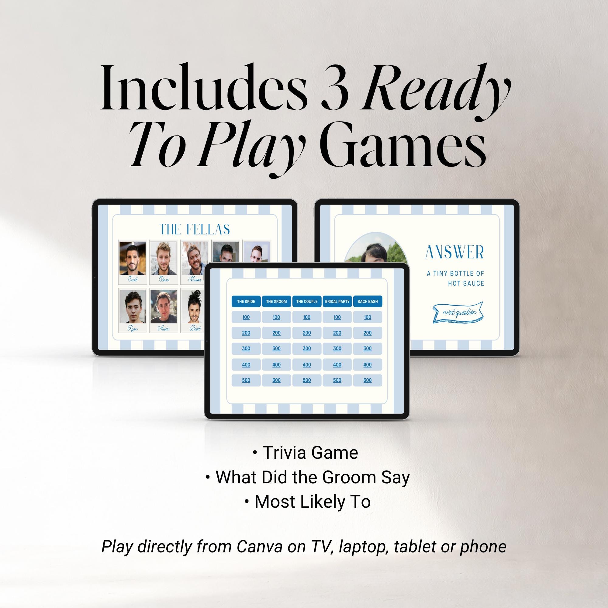 Last Toast On The Coast Bachelorette Games Bundle | Animated Canva Games