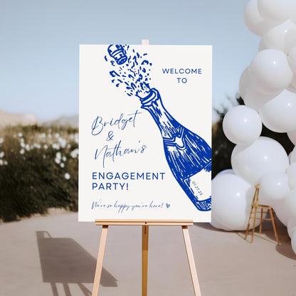 Champagne Engagement Party Sign | Engagement Party Decorations | Minimal Hand-Drawn Welcome Sign | DIY Wedding Sign Template