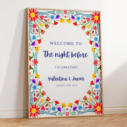 Fiesta Rehearsal Dinner Welcome Sign – Editable Mexican Party Canva Template