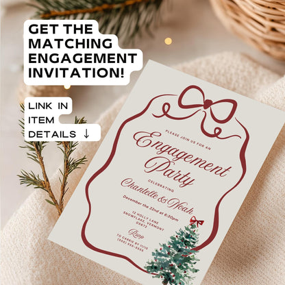 Christmas Engagement Party Menu – Whimsical Winter Wedding Menu Canva Template