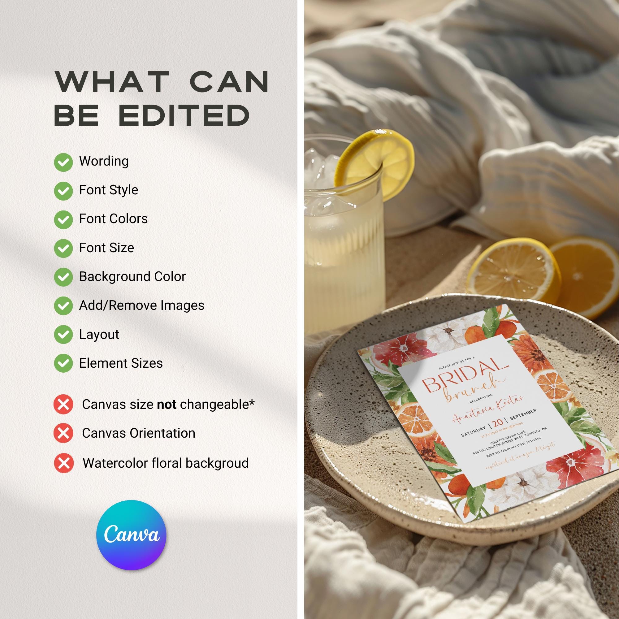 Citrus Bridal Shower Invitation – Editable Main Squeeze Bridal Brunch Template