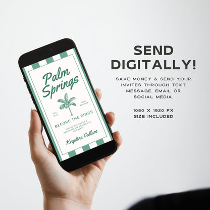 Palm Springs Bachelorette Invitation, Itinerary &amp; Travel Checklist Template, Bride To Be Party Set, Editable Canva Templates, DIY Weekend Invite