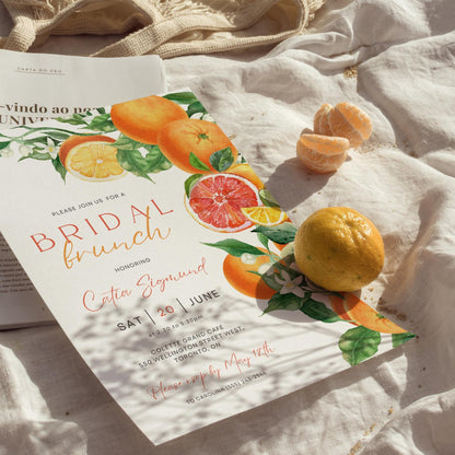 Citrus Floral Bridal Shower Invitation Template – Orange Lemon Lime Brunch Canva Invite