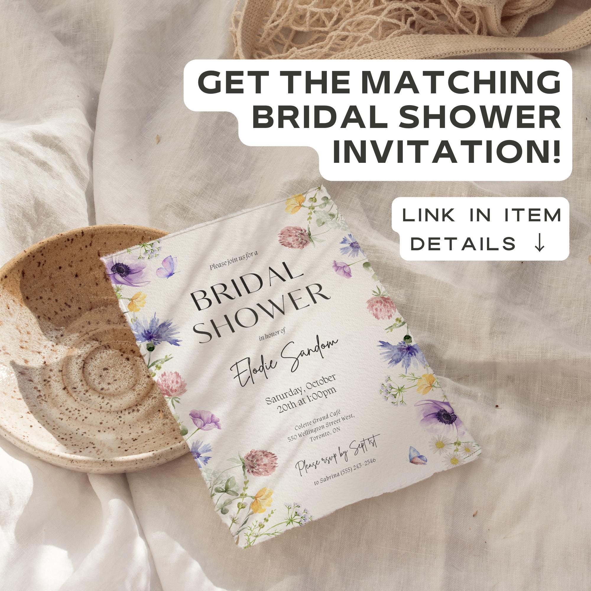 Wildflower Bridal Shower Welcome Sign – Editable Butterfly Floral Welcome Sign Canva Template