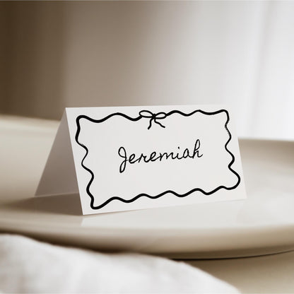 Whimsical Place Card Template – Flat &amp; Folded Wedding Table Name Cards Canva DIY