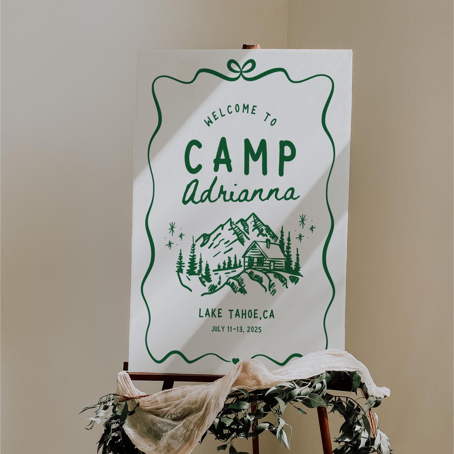 Camp Bachelorette Welcome Sign – Hand Drawn Camp Bach Canva Template