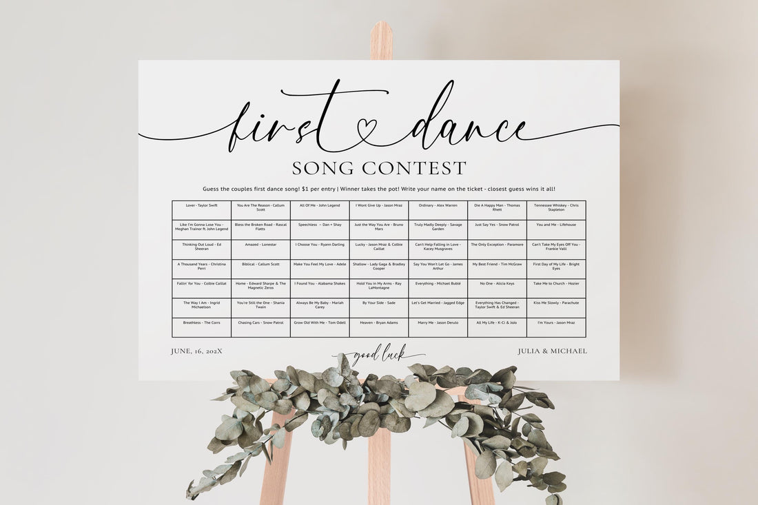Wedding First Dance Contest Sign Template – Editable Canva Wedding Game, Reception Table Game, Rehearsal Dinner Activity