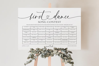 Wedding First Dance Contest Sign Template – Editable Canva Wedding Game, Reception Table Game, Rehearsal Dinner Activity