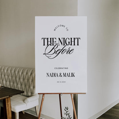 The Night Before Rehearsal Dinner Welcome Sign – Modern Minimalist Canva Template