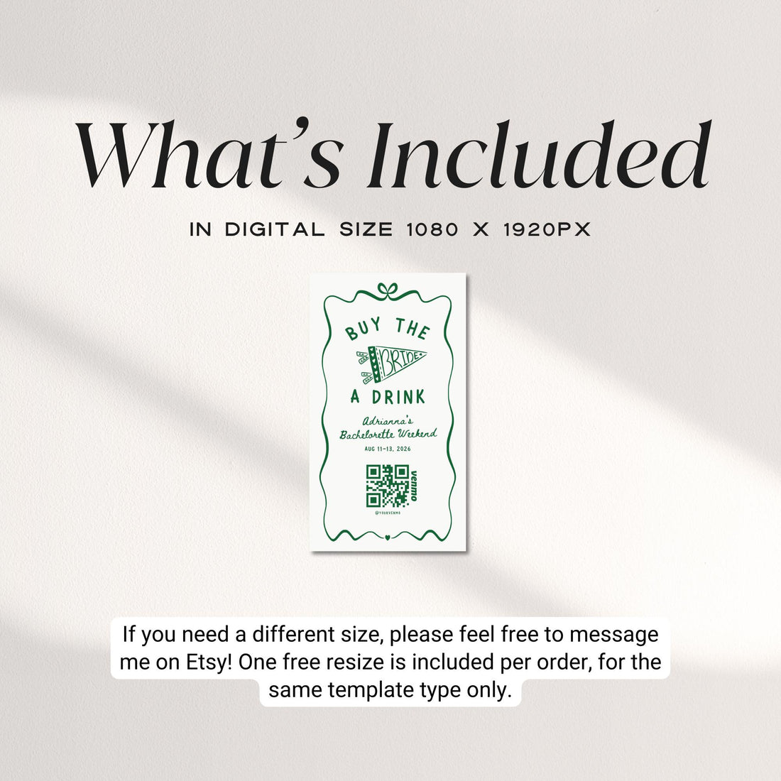 Buy the Bride a Drink Instagram Story – Venmo QR Camp Bachelorette Canva Template