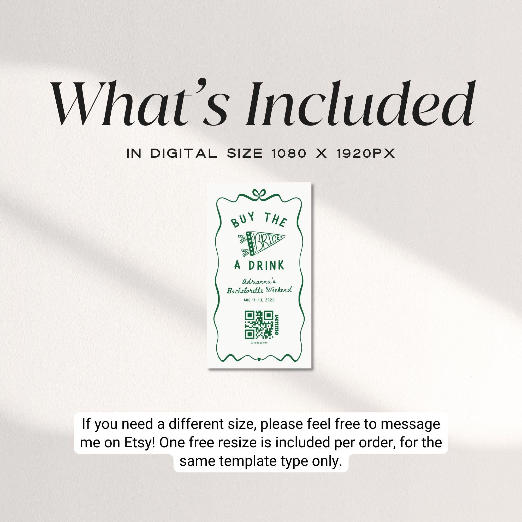 Buy the Bride a Drink Instagram Story – Venmo QR Camp Bachelorette Canva Template