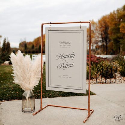 Black &amp; Ivory Engagement Party Welcome Sign | Elegant Canva Template
