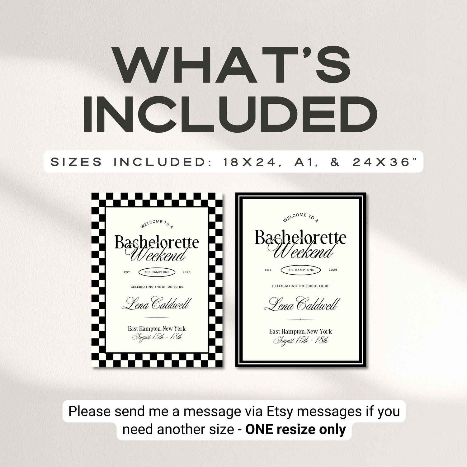 Black Old Money Aesthetic Bachelorette Welcome Sign – Luxury Girls Trip Decor Editable Canva Template