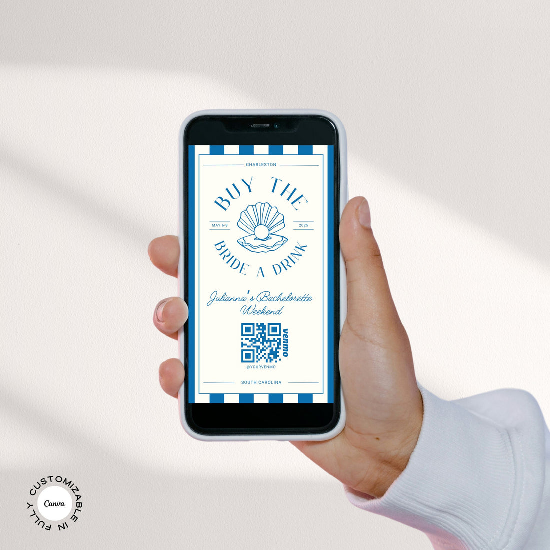 Buy the Bride a Drink Instagram Story – Venmo QR Bachelorette Canva Template