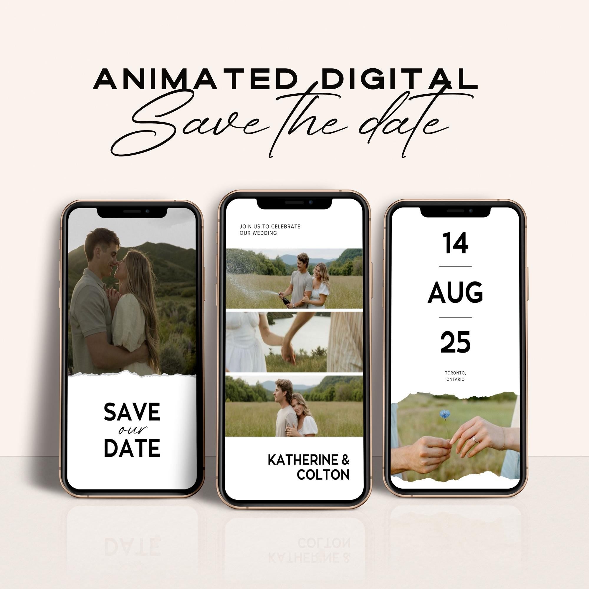 Animated Save The Date Video Invitation Template, Photo Animated Invitation, Wedding Save The Date Template, Digital Invite, Editable Canva