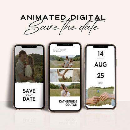 Animated Save The Date Video Invitation Template, Photo Animated Invitation, Wedding Save The Date Template, Digital Invite, Editable Canva