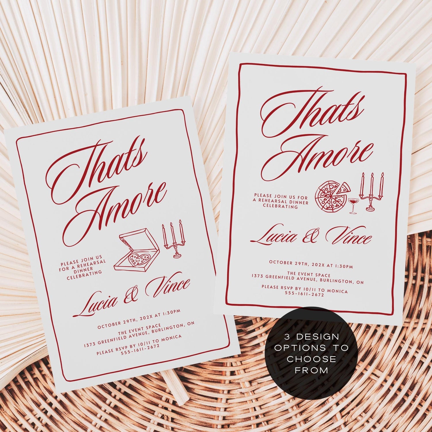 That’s Amore Italian Engagement Party Invitation – Editable Canva Template