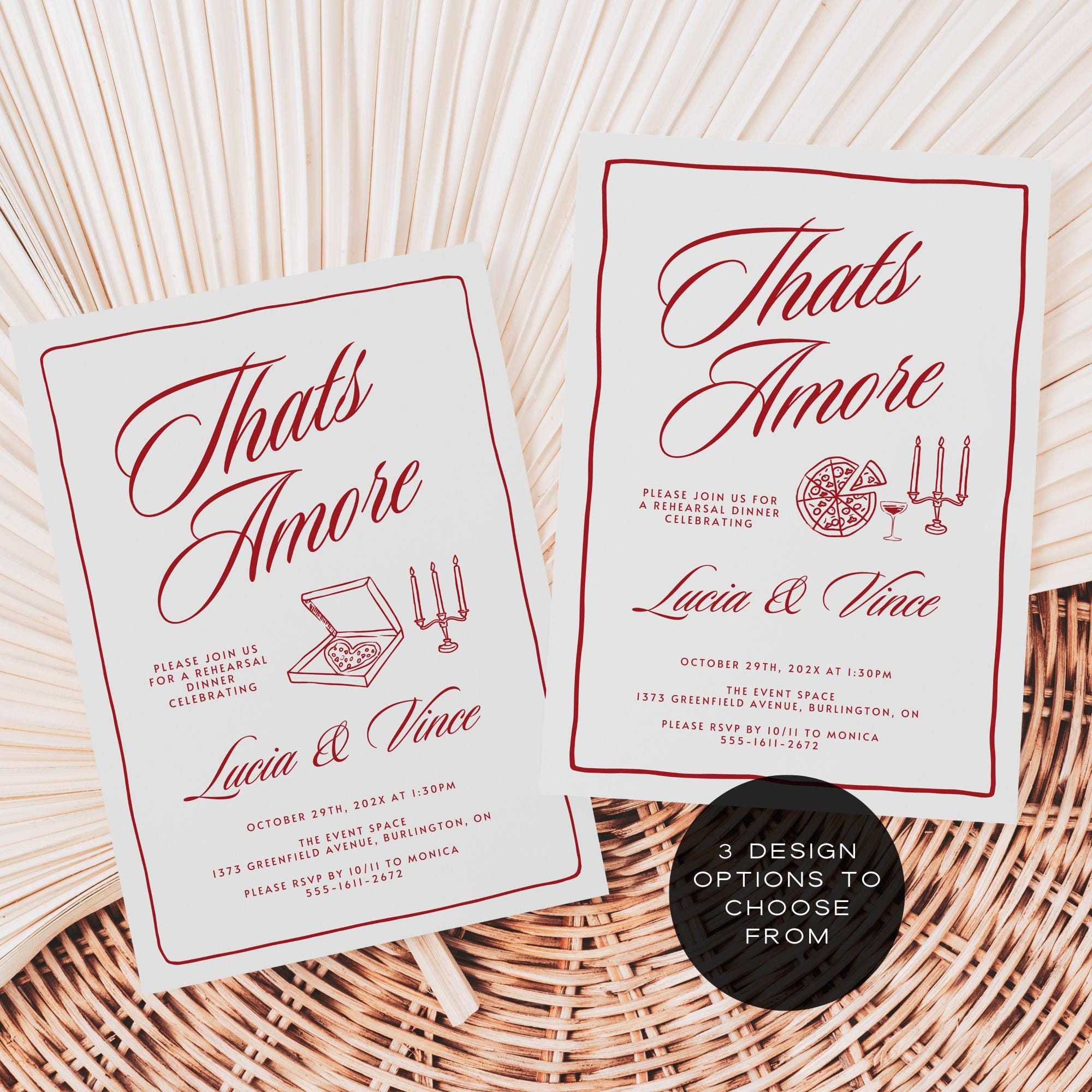 That’s Amore Italian Engagement Party Invitation – Editable Canva Template