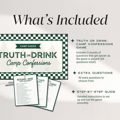 Camp Bach Truth or Drink Bachelorette Party Game – Editable Canva Presentation