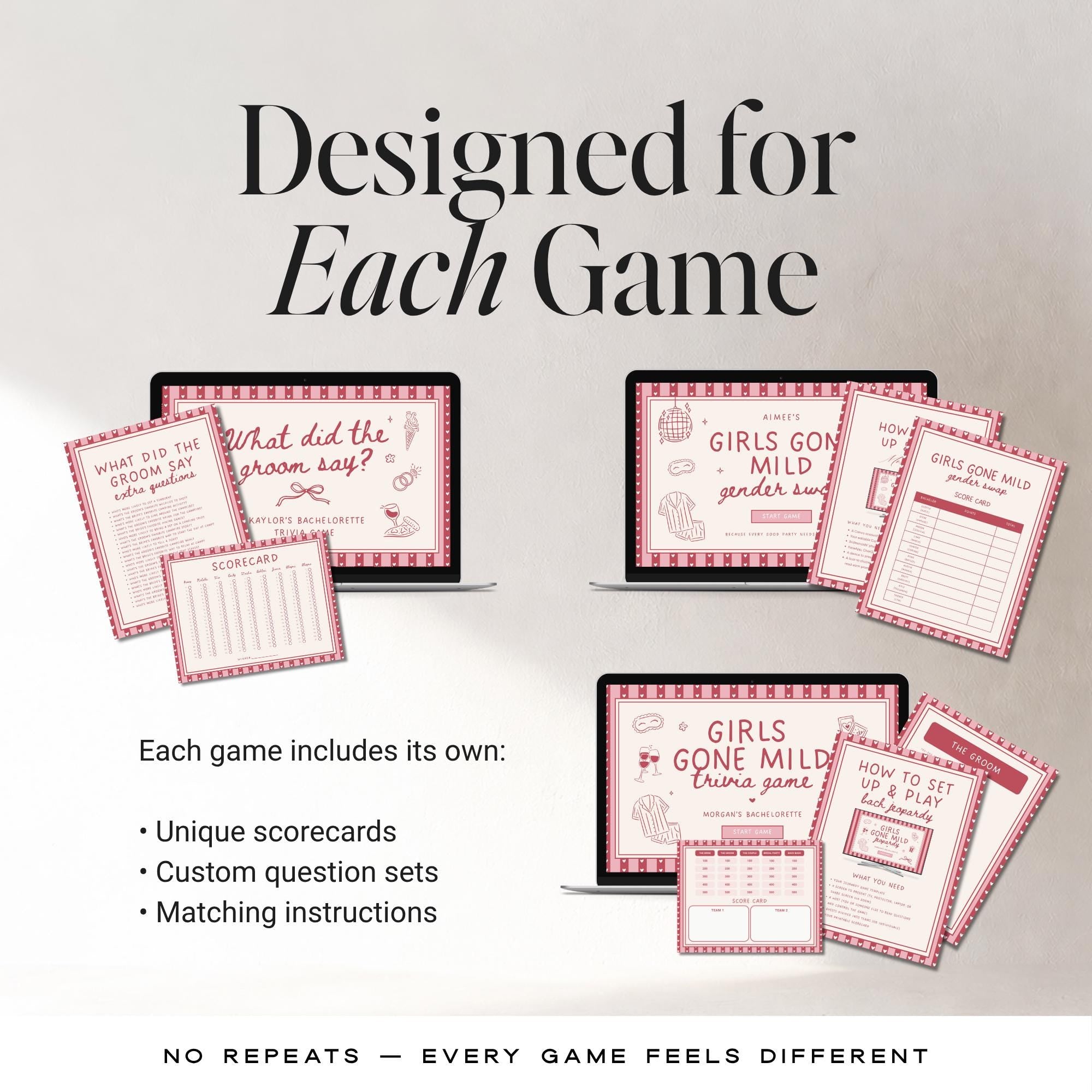 Girls Gone Mild Bachelorette Games Bundle | Animated Canva Party Games