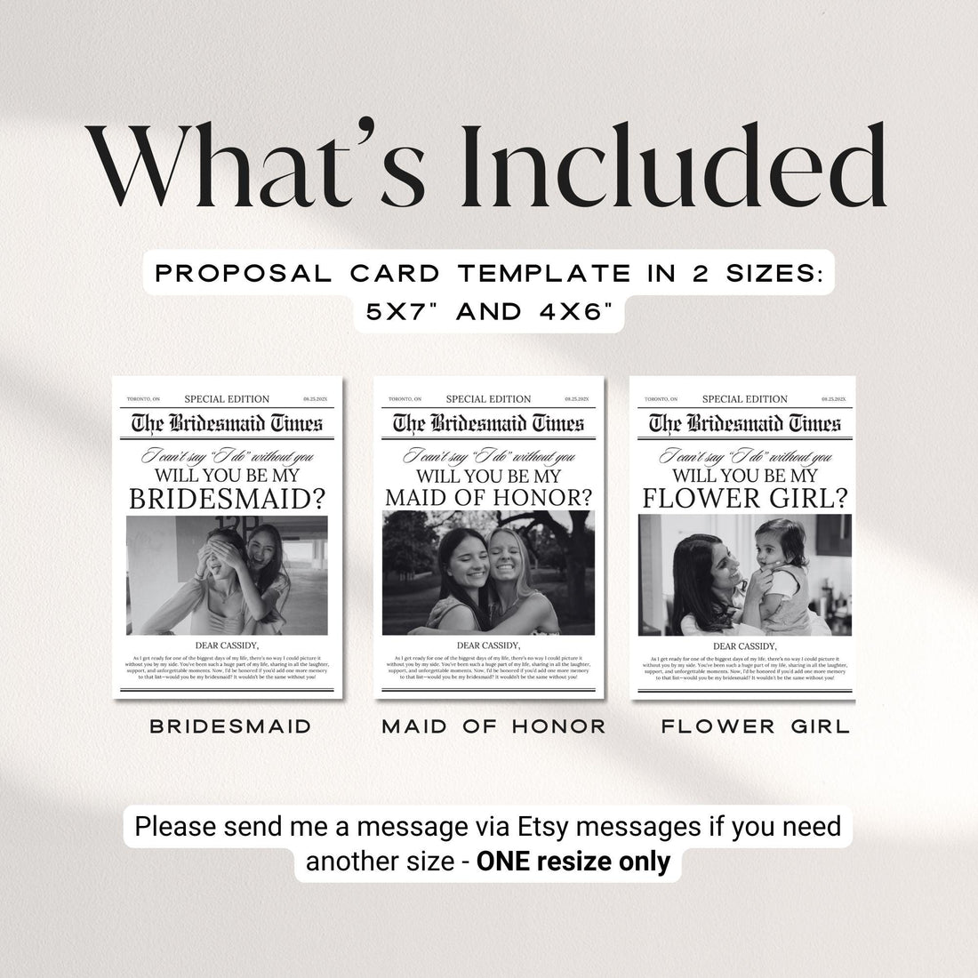 Bridesmaid Proposal Card – Vintage Newspaper Template, Maid of Honor &amp; Bridesmaid Proposal Canva Editable Card