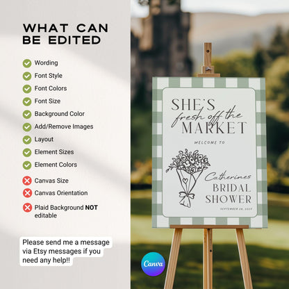 Fresh Off the Market Bridal Shower Welcome Sign – Whimsical Farmers Market Canva Template