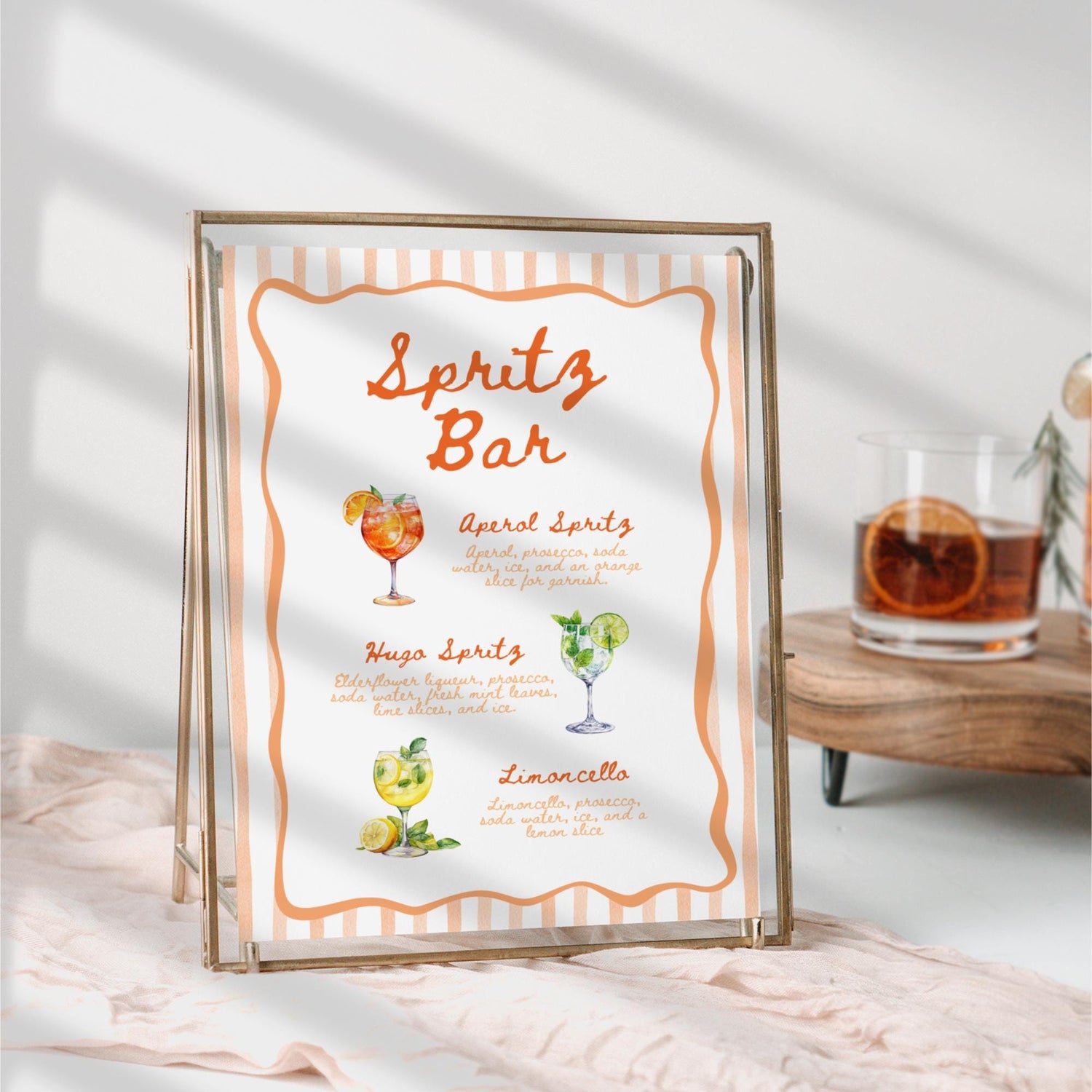 Aperol Spritz Bar Sign Template – Editable Spritz Cocktail Menu Canva Printable