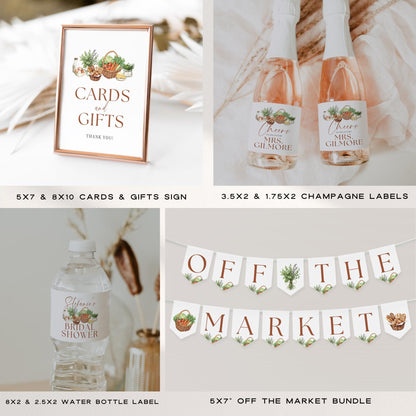 Off The Market Bridal Shower Bundle, Farmers Market Bridal Shower, Editable She&