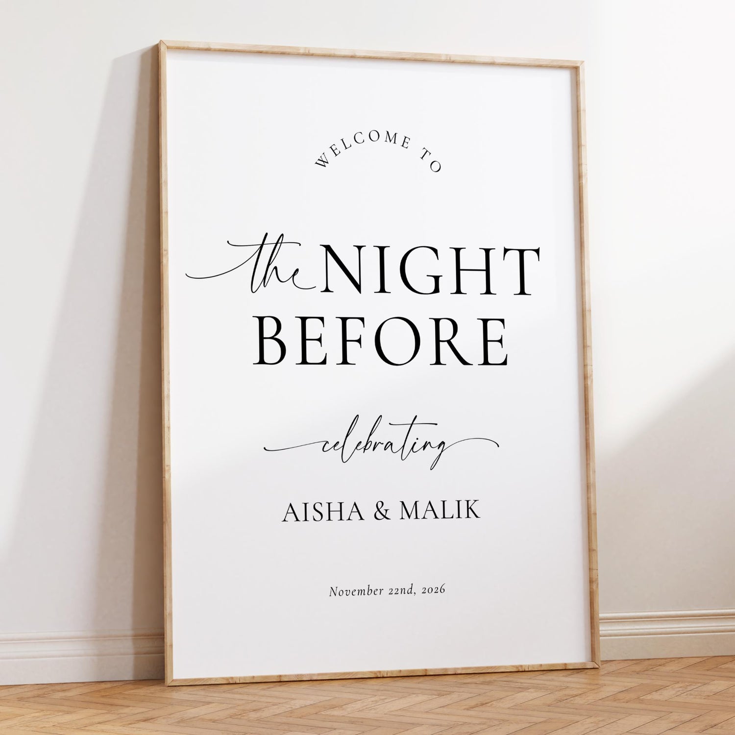 The Night Before Sign, Editable The Night Before Wedding Sign, Modern The Night Before Welcome Sign, Minimalist Rehearsal Dinner Sign Canva