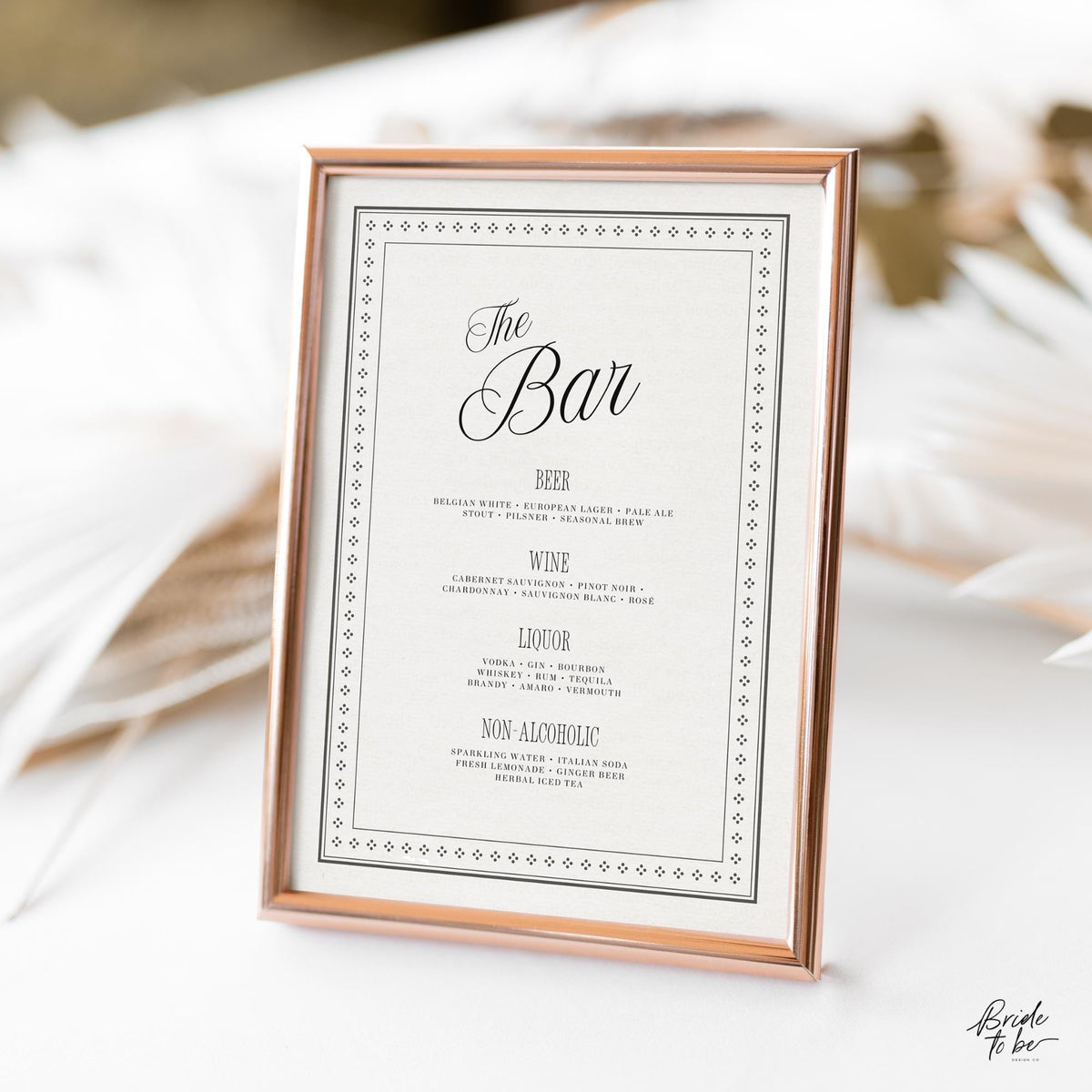 Black &amp; Ivory Wedding Bar Menu Sign | Elegant Canva Template