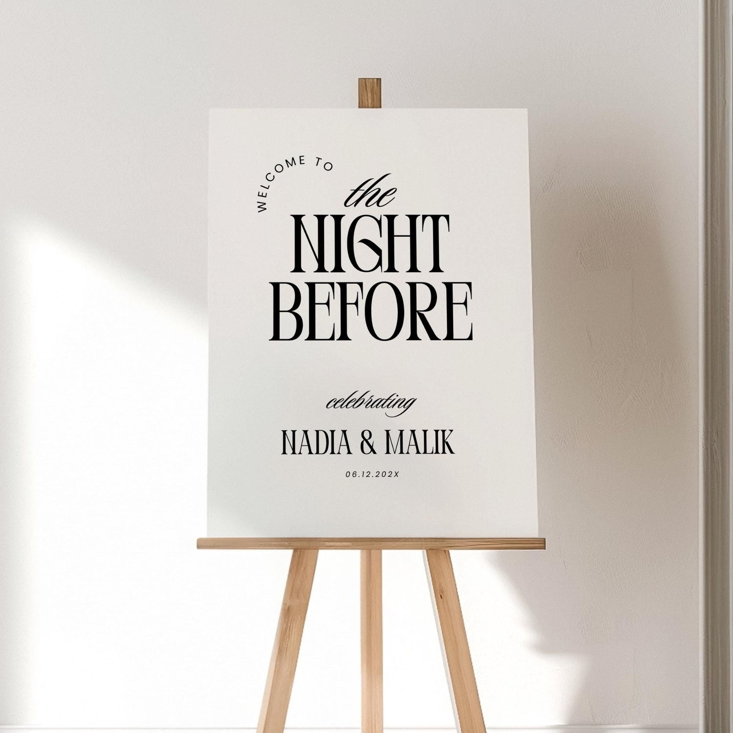 The Night Before Rehearsal Dinner Welcome Sign – Modern Minimalist Canva Template