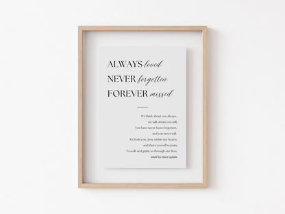 Until We Meet Again Memorial Sign – In Loving Memory Wedding Sign Canva Template
