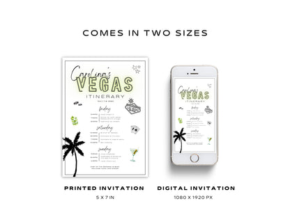 Vegas Bachelorette Weekend Itinerary &amp; Invitation Template – Las Vegas Bach Party Itinerary, Editable Canva Template