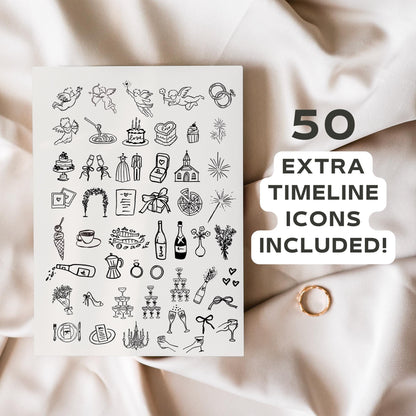 Wavy Wedding Welcome Bag Insert &amp; Timeline – Hand-Drawn Wedding Program Canva Template
