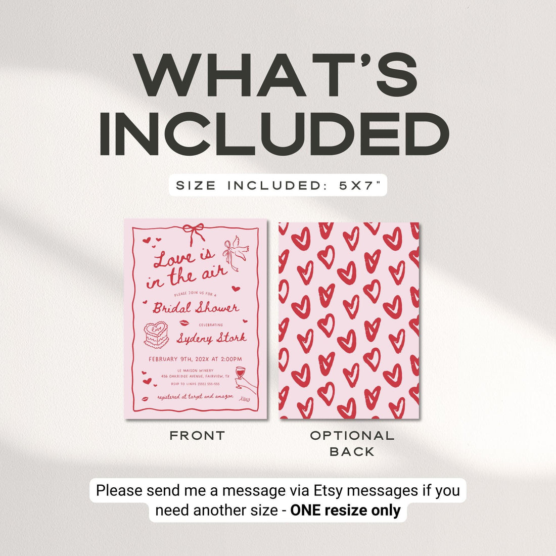 Valentine Bridal Shower Invitation – Pink “Love Is In The Air” Editable Canva Template