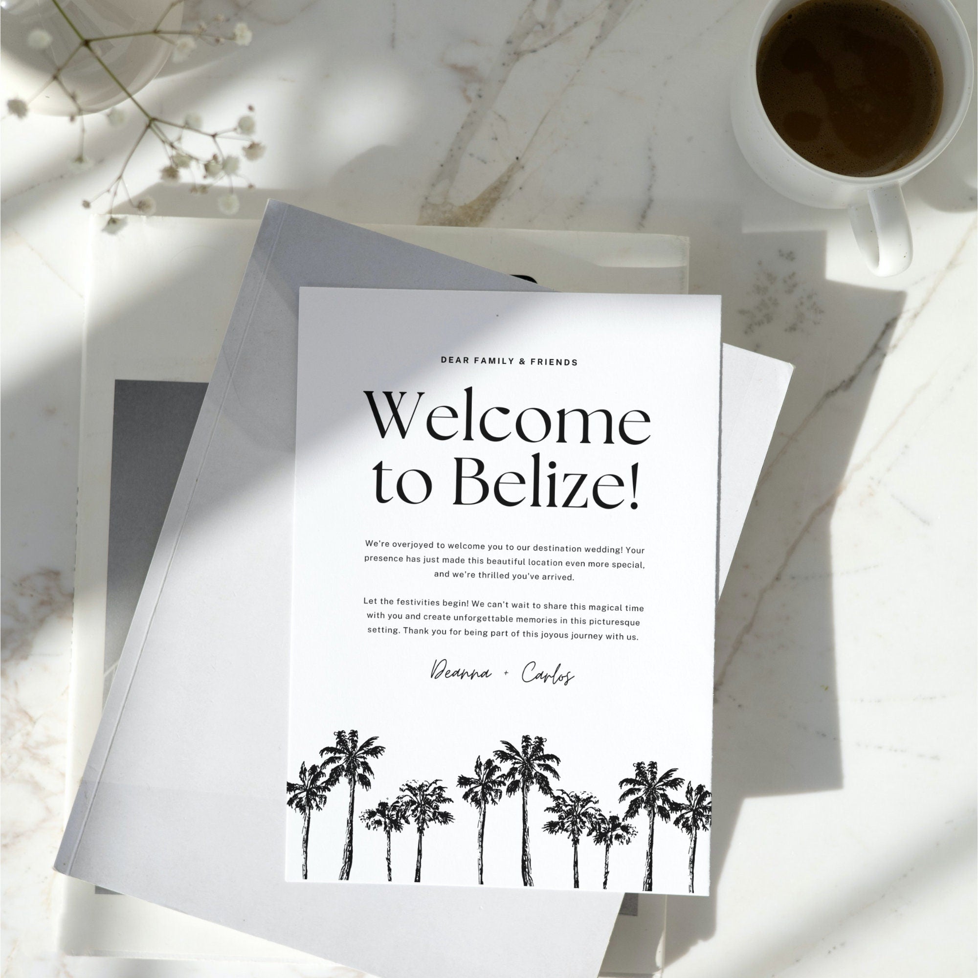 Wedding Welcome Letter &amp; Weekend Itinerary Template – Destination Wedding Canva (5x7)