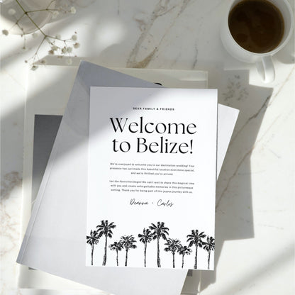 Wedding Welcome Letter &amp; Weekend Itinerary Template – Destination Wedding Canva (5x7)