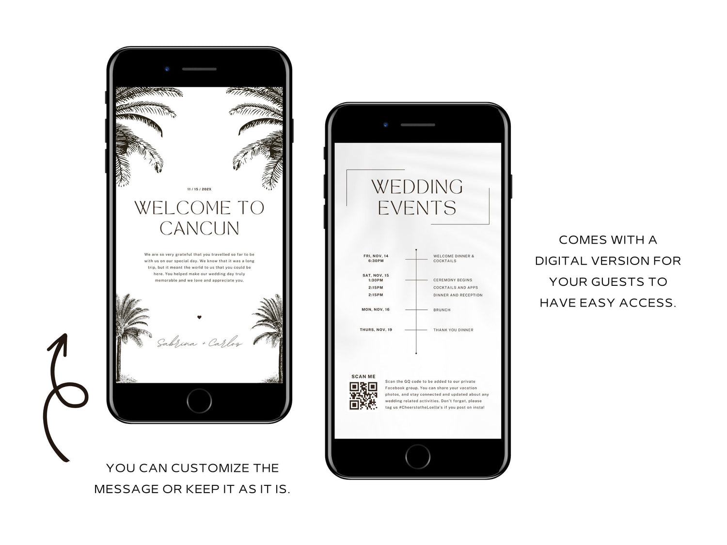 Destination Wedding Welcome Letter &amp; Itinerary – Editable Canva Template