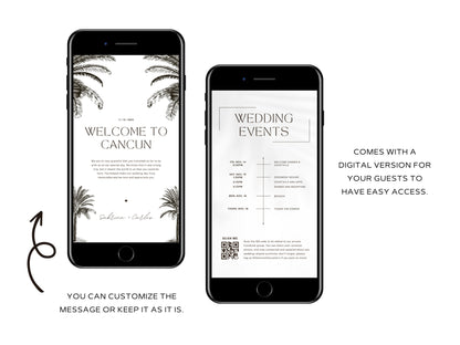 Destination Wedding Welcome Letter &amp; Itinerary – Editable Canva Template