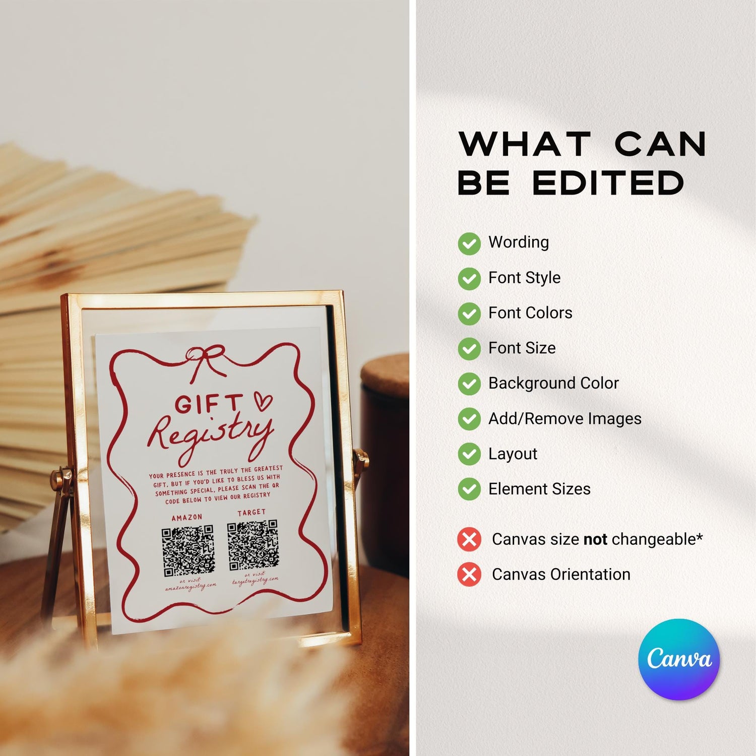 That’s Amore Gift Registry QR Code Sign – Italian Bridal Shower Template, Hand-Drawn Wedding Shower Sign, Editable Canva DIY