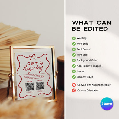 That’s Amore Gift Registry QR Code Sign – Italian Bridal Shower Template, Hand-Drawn Wedding Shower Sign, Editable Canva DIY