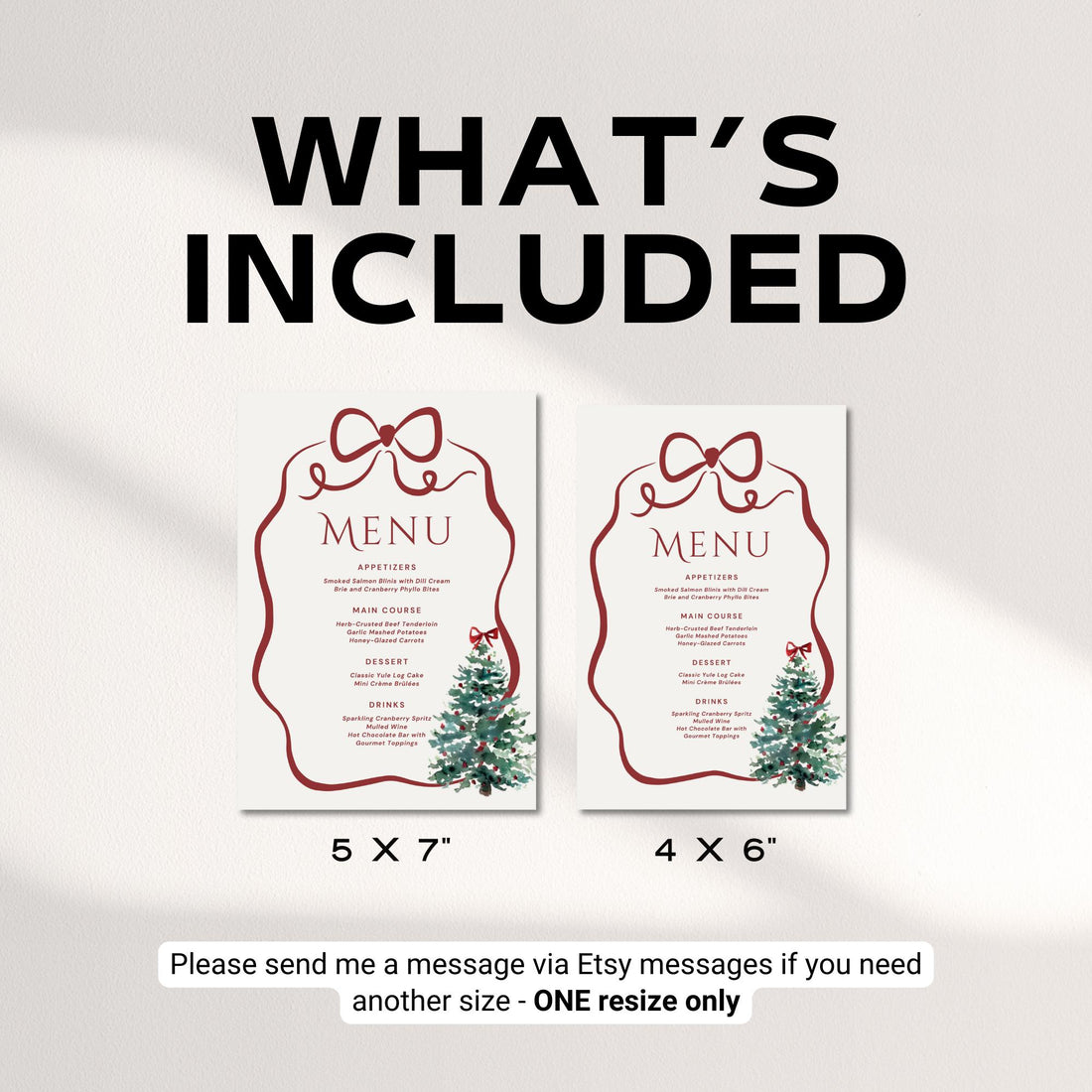 Christmas Engagement Party Menu – Whimsical Winter Wedding Menu Canva Template