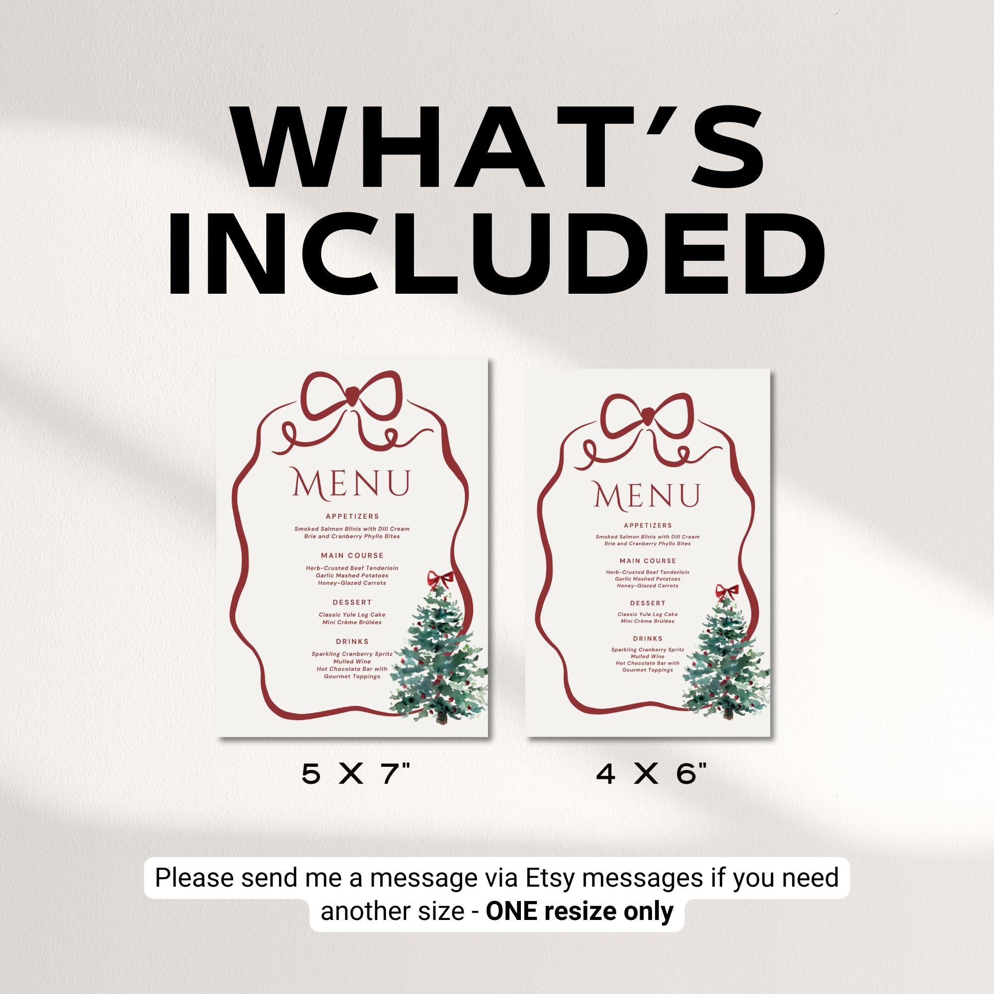 Christmas Engagement Party Menu – Whimsical Winter Wedding Menu Canva Template