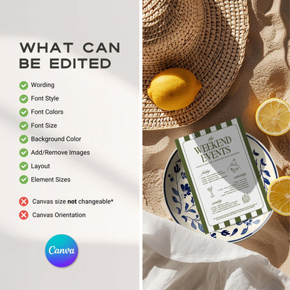 Bikinis &amp; Martinis Bachelorette Invitation &amp; Itinerary Bundle – Editable Canva Template